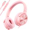 Cowyawn USB C Headphones Wired, Over Ear USB C Wired Headphones with Microphone, Volume Control, HD Stereo Sound, Foldable USB Type C Headphone for Adult/Teens/Laptop/Computer/iPhone 15/16/17, Pink view 1