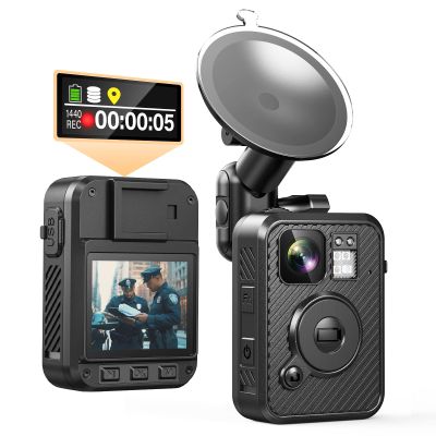 Losfom WD10 2K Body Worn Camera, 128GB Body Cam with Dual-Screen Displayed, GPS and Night Vision Equipped, Multiple Usage Camera for Law Enforcement, Daily Recording, and Ourdoors Activities