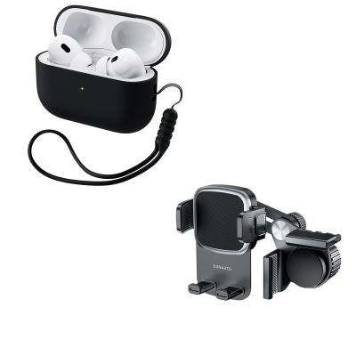 ORNARTO Bundle Case for AirPods Pro 2 Case (2022) in Black + for Tesla Phone Mount in Black