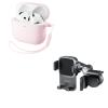 ORNARTO Bundle Case for AirPods 4 Case (2024) in Pink + for Tesla Phone Mount in Black view 1