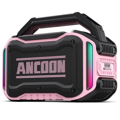 ANCOON Speakers Bluetooth Wireless: 80W(Peak) Loud Speaker with Bass, 20H Playtime, IPX6 Waterproof, Large Jobsite Speakers for Work, Outdoor, Workshop, Garage, Portable Speaker with TWS (Pink)