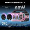 ANCOON Speakers Bluetooth Wireless: 80W(Peak) Loud Speaker with Bass, 20H Playtime, IPX6 Waterproof, Large Jobsite Speakers for Work, Outdoor, Workshop, Garage, Portable Speaker with TWS (Pink) view 2