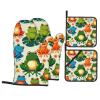Funny Frogs Print Oven Mitts and Pot Holders Set of 4 Cute Hot Pads Heat Resistant Gloves - Heat Resistant Kitchen Accessories view 1