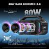ANCOON Speakers Bluetooth Wireless: 80W(Peak) Loud Speaker with Bass, 20H Playtime, IPX6 Waterproof, Large Jobsite Speakers for Work, Outdoor, Workshop, Garage, Portable Speaker with TWS (Black) view 2