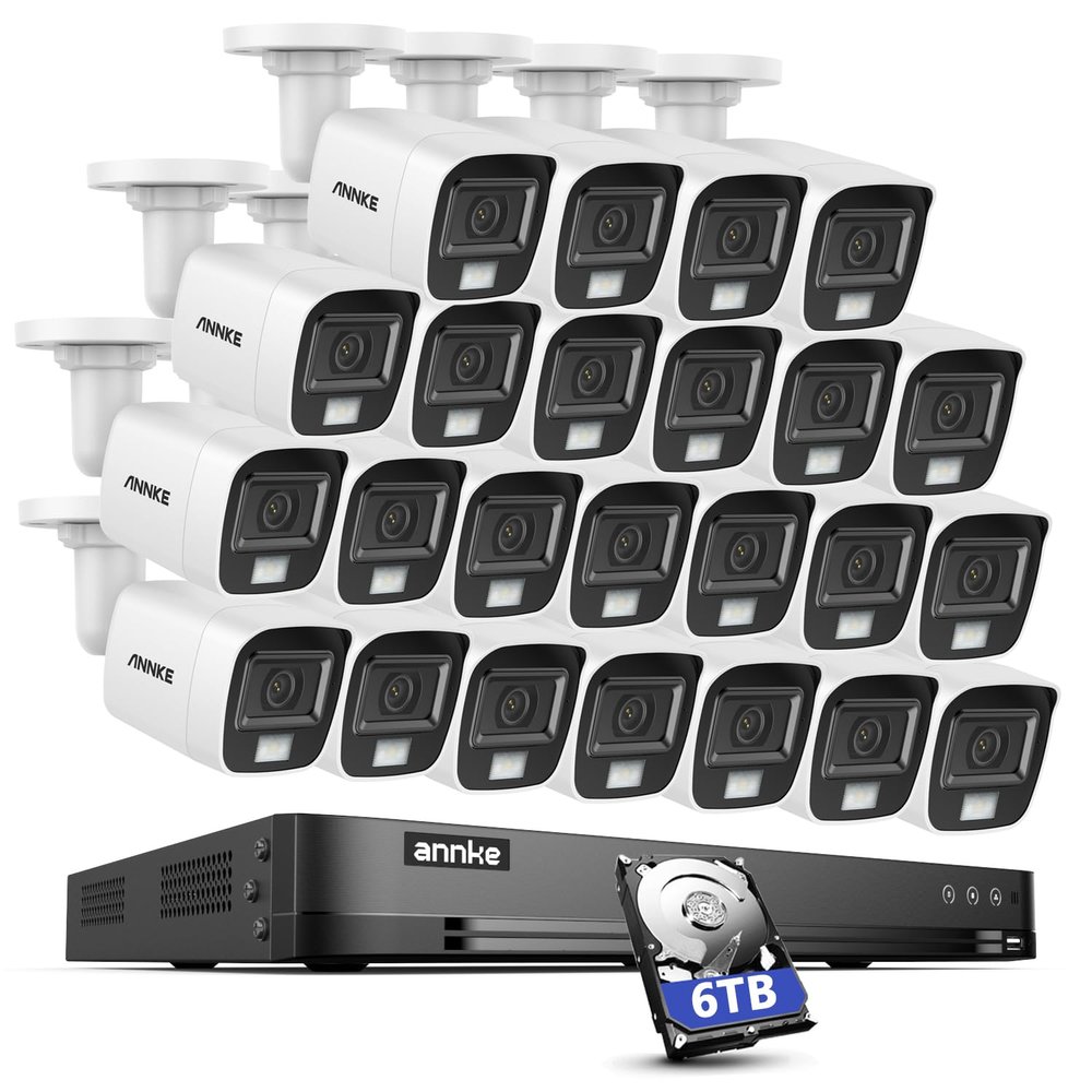 ANNKE 3K Security Camera System, 32 Channel 3K Lite AI DVR and 24pcs 5MP Outdoor IP67 Weatherproof CCTV Cameras with Smart Color Night Vision, Built-in Mic, AI Human/Vehicle Detection, 6TB Hard Drive
