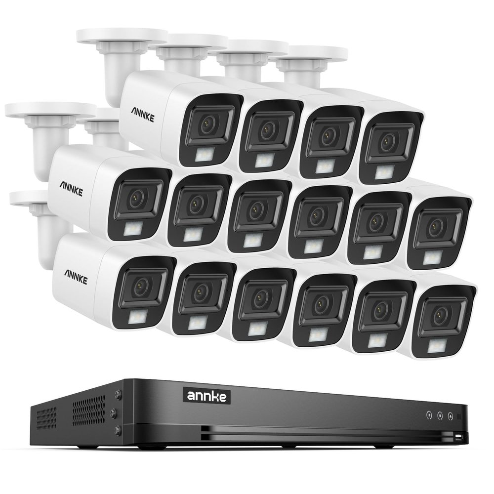 ANNKE 3K Security Camera System, 32 Channel 3K Lite AI DVR and 16pcs 5MP Outdoor IP67 Weatherproof CCTV Cameras with Smart Color Night Vision, Built-in Mic, AI Human/Vehicle Detection, NO Hard Drive