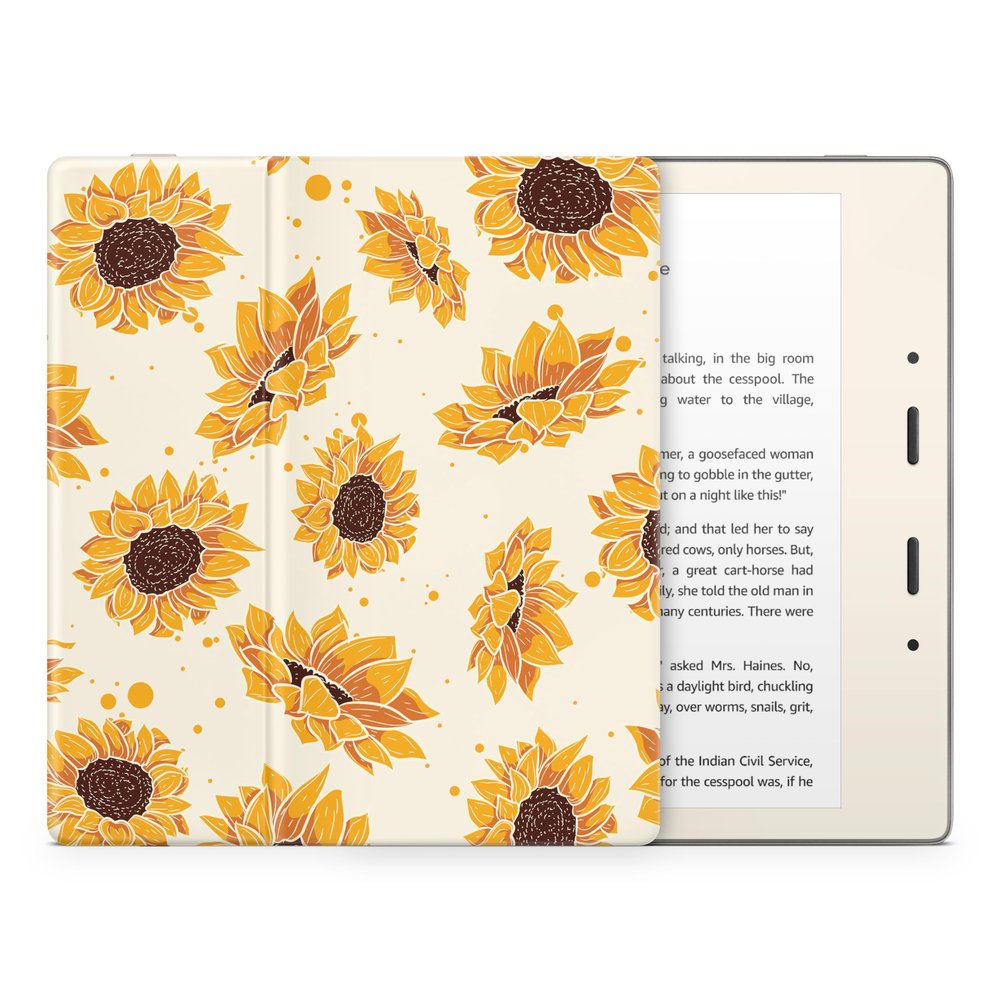 Tacky Design Sunflower Skin Decal, Yellow Skin Stickers, Premium Vinyl 3M Full Wrap for Kindle Oasis (10th Gen, 2019)