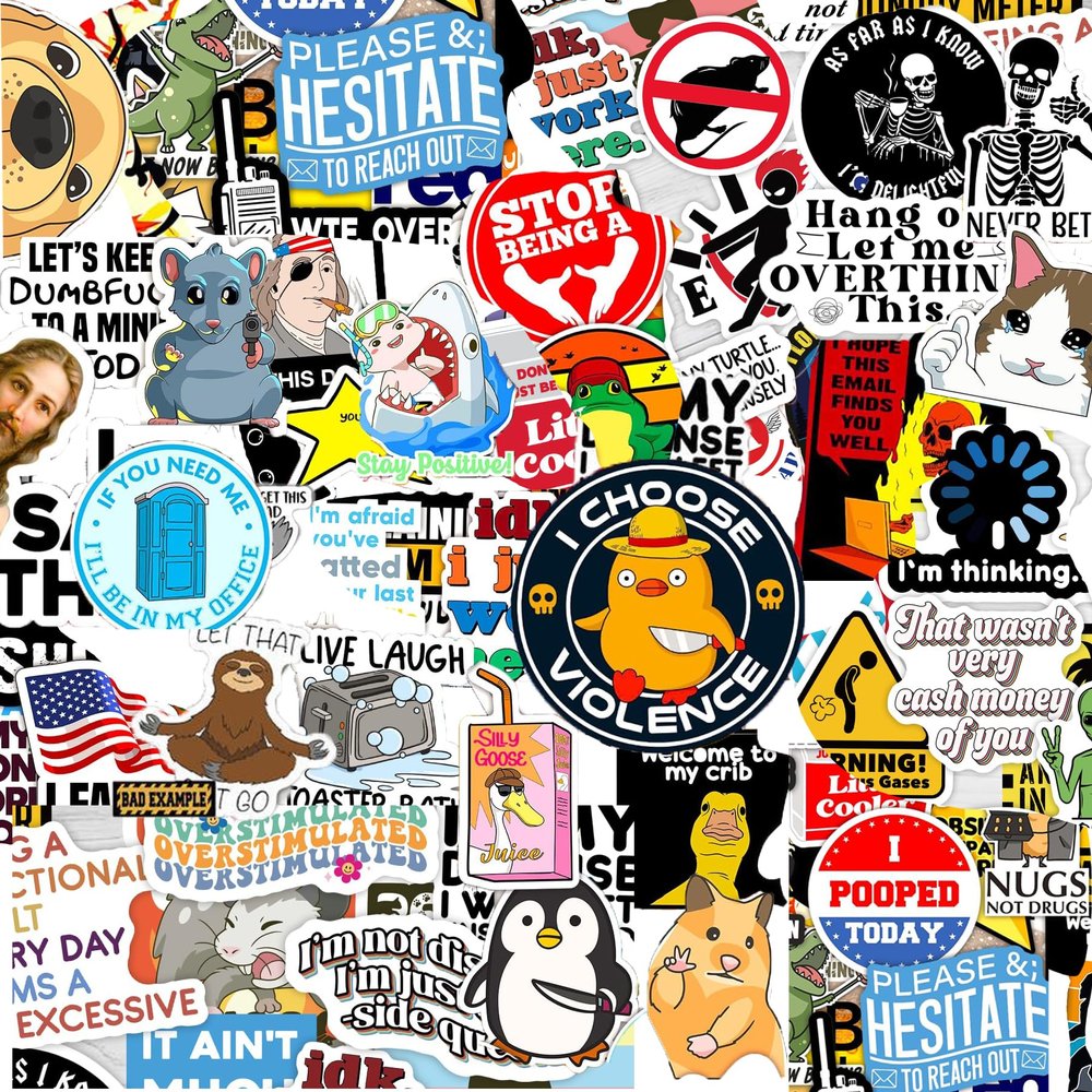 150Pcs Funny Stickers for (Dirty) Meme Water Bottles Pack Waterproof Cool Stickers for Laptop, Hard Hats, Sarcastic, Scrapbooking Decals