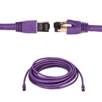 SATMAXIMUM 2ft Cat8 SFTP Ethernet Patch Cable 26AWG, Pure Copper, Shielded, High-Speed 40Gbps Data Transfer, 2000MHz Bandwidth, for Servers, Gaming, and Networking Purple
