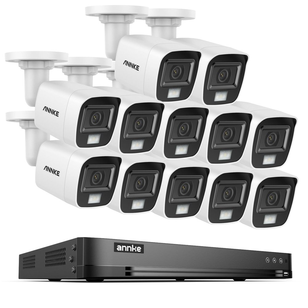 ANNKE 3K Security Camera System, 32 Channel 3K Lite AI DVR and 12pcs 5MP Outdoor IP67 Weatherproof CCTV Cameras with Smart Color Night Vision, Built-in Mic, AI Human/Vehicle Detection, NO Hard Drive