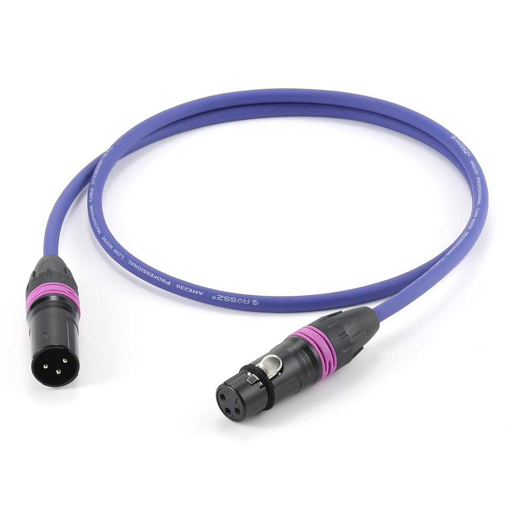 1 Pair Microphone Cable 3 Pin XLR Cable, Male to Female Manual Welding Audio Extension Cable, Professional Mixer/Live/KTV XLR Balanced Line (Purple Cable and Marking Ring Plug, 3 Meters)