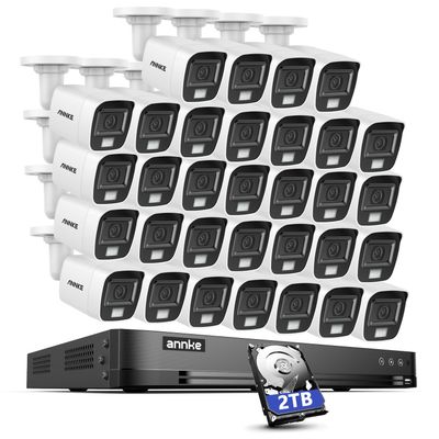 ANNKE 3K Security Camera System, 32 Channel 3K Lite AI DVR and 32pcs 5MP Outdoor IP67 Weatherproof CCTV Cameras with Smart Color Night Vision, Built-in Mic, AI Human/Vehicle Detection, 2TB Hard Drive