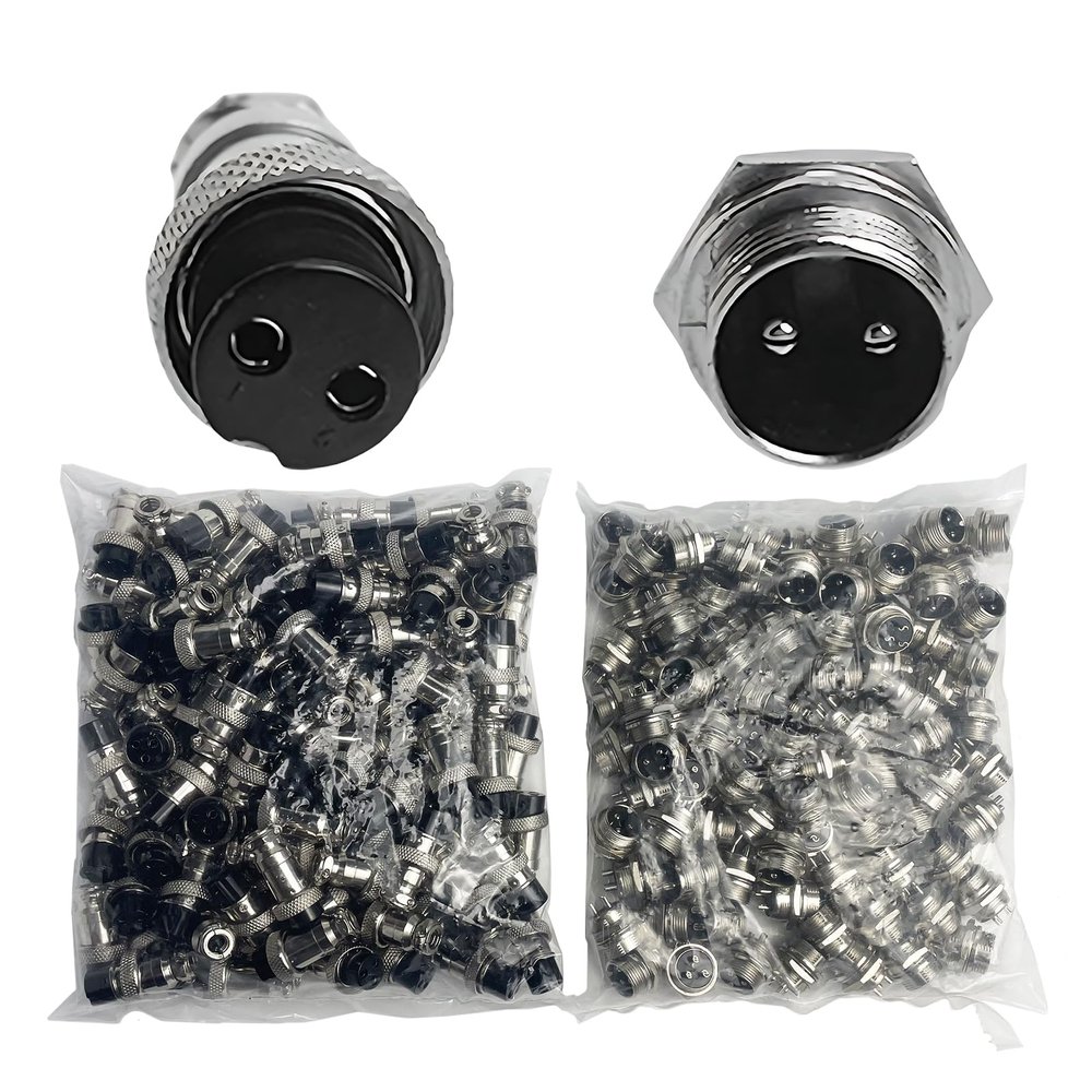 100 Sets GX12 2Pins Aviation Connector Panel Mount Circular Metal Adapter Male Female Plug Socket 125V 7A (2P)