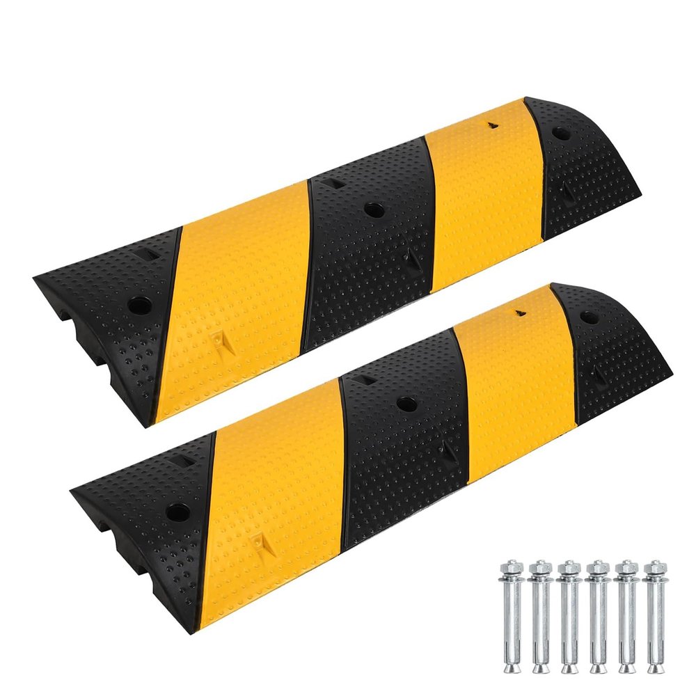 YLLSMGS Drive Over Cable Protector Heavy Duty Rubber 2 Pack 2 Channel 22046lbs Capacity Speed Bumps for Driveway Indoor Outdoor