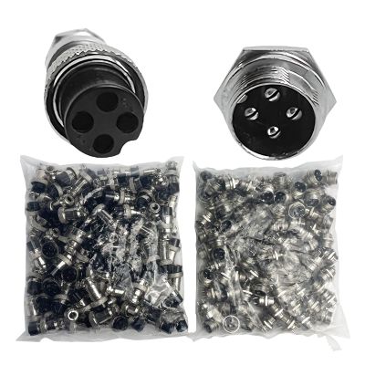 100 Sets GX12 4Pins Aviation Connector Panel Mount Circular Metal Adapter Male Female Plug Socket 125V 7A (4P)