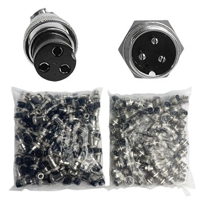 100 Sets GX12 3Pins Aviation Connector Panel Mount Circular Metal Adapter Male Female Plug Socket 125V 7A (3P)