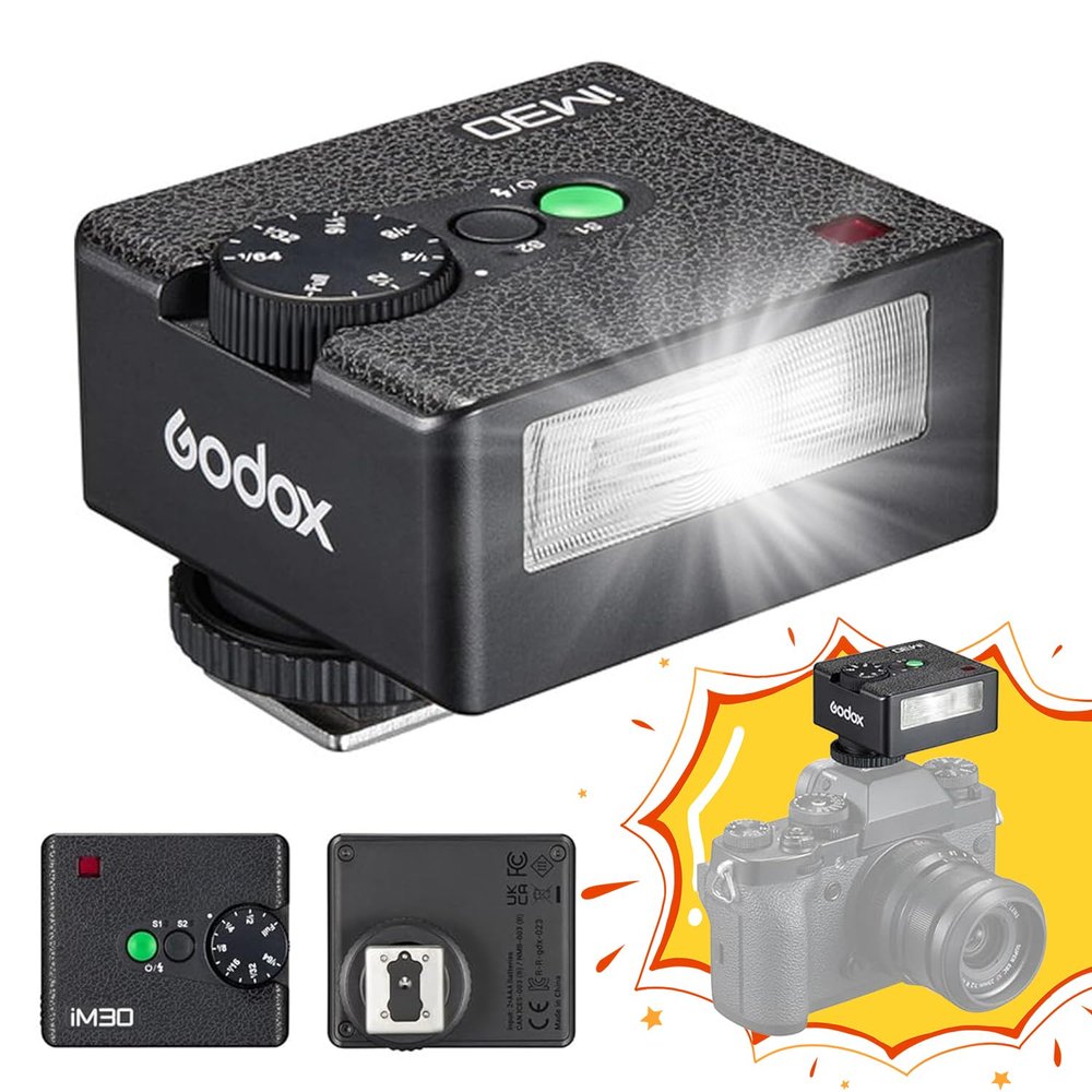 Godox IM30 Camera Flash,230 Full-Power Mini Manual Flash for Sony zv1/Sony zve10/Ricoh gr3/Canon/Nikon/Fuji/Olympus Camera