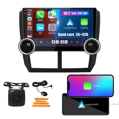 Display Knobs CarPlay/Android Auto Autoradio Android FM Radio Car Navigation Stereo Pad Player GPS 10.1" QLED Touch Screen BT WiFi 2 Din Headunit Tablet for SubaruForester 2007-2013 Quad Core 2G+32G