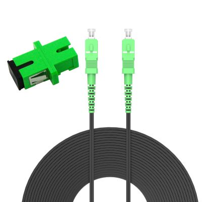 Buacoz Fiber Optic Internet Cable 15M/50ft SC/APC to SC/APC Outdoor Armored Jumper Optical Patch Cord Single-Mode Simplex 9/125m FTTH 1 Steel Wire+2 FRP Strength Member LSZH Black