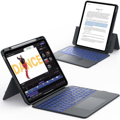 CHESONA Rugged for iPad Pro 13-inch (M4) 2024 Case with Keyboard, Magnetic Detachable Case & 7-Color Backlit, Smart Trackpad, 15-180 Adjustable Stand, Portrait/Landscape, Grey