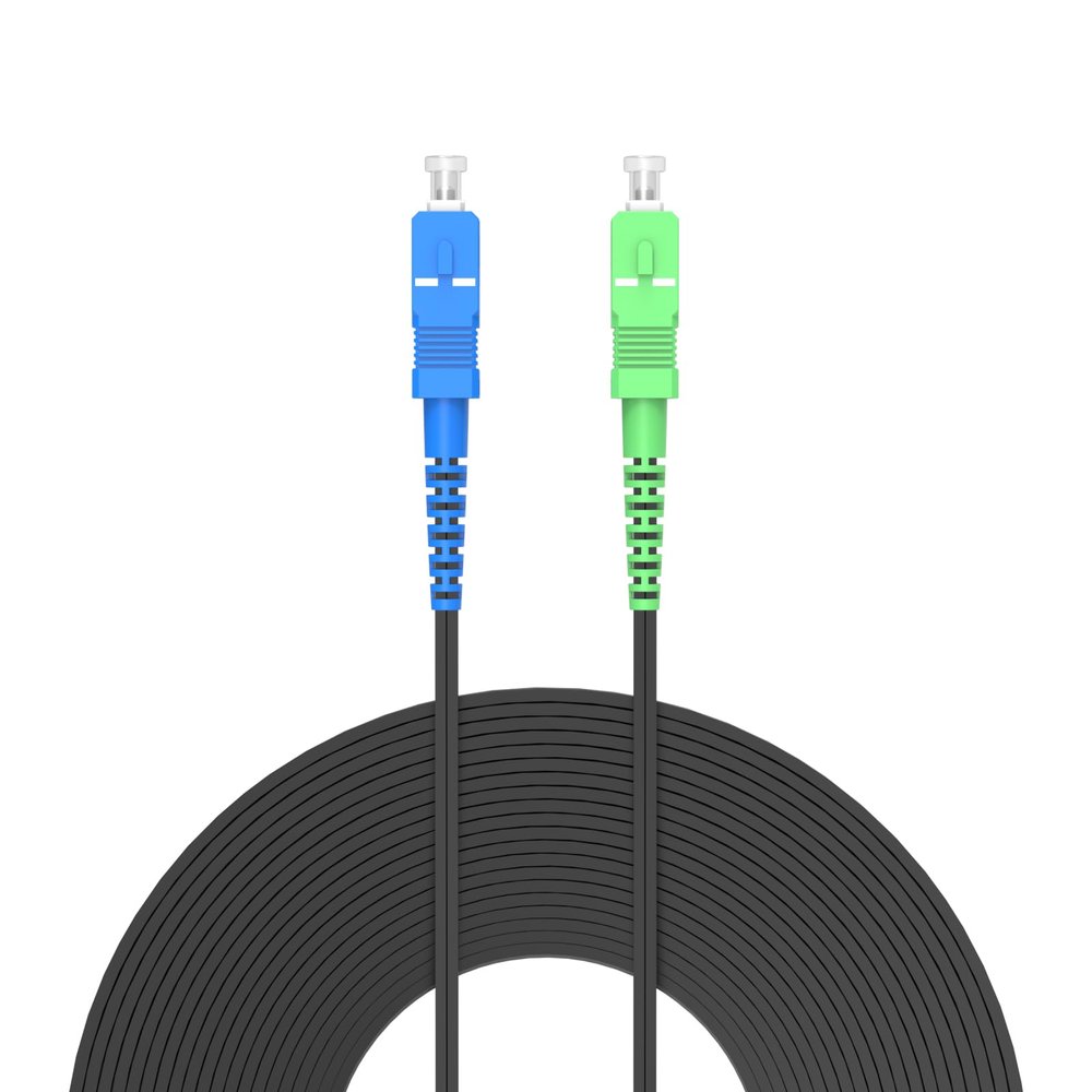 Buacoz Outdoor Armored Fiber Optic Internet Cable SC/UPC to SC/APC Single-Mode Simplex 9/125m FTTH Jumper Optical Patch Cord 1 Steel Wire+2 FRP Strength Member LSZH Black(30Meter/98ft)