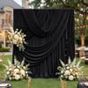 10ftx12ft Wrinkle Free Black Backdrop Curtain, 2 Panels 12FT Height Black Drapes for Wedding, Silky Polyester Photo Back Drop Cloth Draping for Birthday Party Photography Background view 1