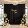 10ftx12ft Wrinkle Free Black Backdrop Curtain, 2 Panels 12FT Height Black Drapes for Wedding, Silky Polyester Photo Back Drop Cloth Draping for Birthday Party Photography Background view 3