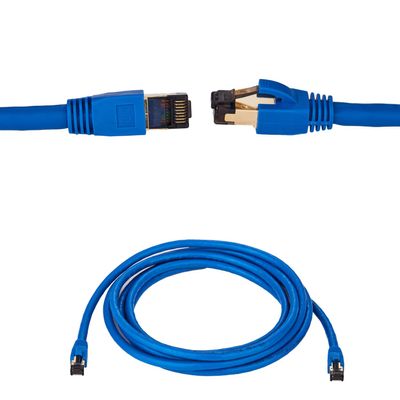 SATMAXIMUM 0.5ft Cat8 SFTP Ethernet Patch Cable 26AWG, Pure Copper, Shielded, High-Speed 40Gbps Data Transfer, 2000MHz Bandwidth, for Servers, Gaming, and Networking Blue