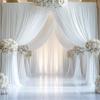 10ftx14FT Wrinkle Free White Backdrop Curtain, 2 Panels 14FT Height White Wedding Backdrop Drapes, Silky Polyester Back Drop Cloth for Birthday Photography Background Party Backdrop Draping view 1