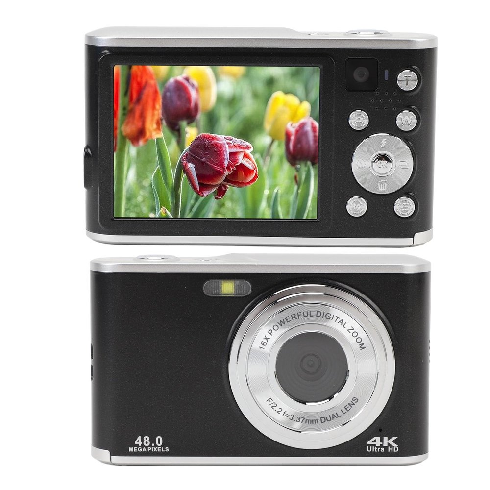 48MP Digital Camera, 4K HD 700mAh Compact Travel Video Camera for Kids Beginner, Dual Camera Design for Selfies and Videos, Video Mode and Anti Shake Function for Live Streaming