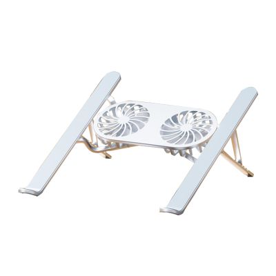 Aluminium Alloy Laptop Stand, Dual Fan Cooling, 6.8~14.8 cm Height Adjustable, Folding Storage, Support up to 21' Laptop