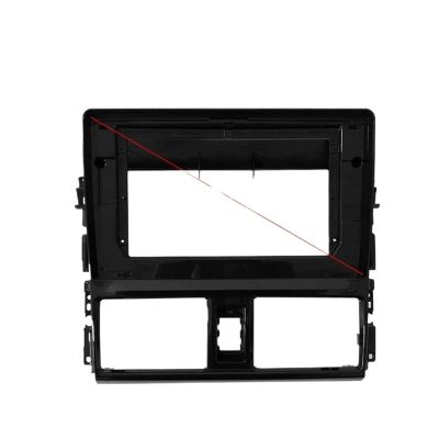 Carbon Fiber Car Center Console Air Vent Condition 9/10 Inch 2Din Car Radio Install Dash Fascia/Fit For TOYOTA Vios/Yaris 2013+ Auto Stereo Panel Mounting Bezel Faceplate Frame Kit Car Stereo Dash Ra