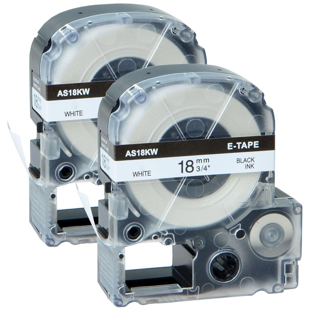 GREENCYCLE 2PK Compatible for LW LK-5WBN LC 5WBN9 SS18KW 18mm 3/4" Black on White Label Tape for LabelWorks LW-500 LW-600P LW-700 LW-900P