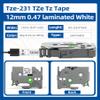 Aonomi Label Maker Tape Replace for Brother P Touch Label Tape TZe-231 12mm 0.47 Laminated White TZe TZ 231 Refills Replacement for Brother Label Maker PTouch PTH-110 111 D220 D210 D410,8 pk view 3