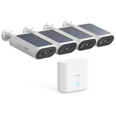 aosu Solar Security Cameras Wireless Outdoor, 2Mins DIY Installation, No Subscription Cameras for Home Security System, Local Storage, 2K Color Night Vision for Surveillance, 2.4&5GHz WiFi, 4 Cam-kit
