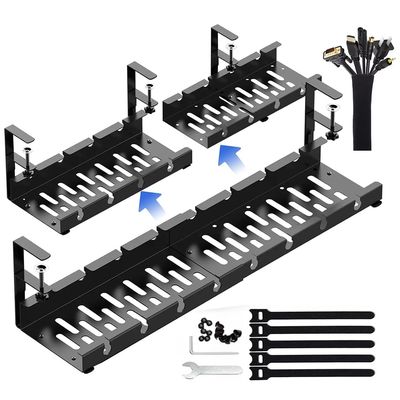 Extendable Under Desk Cable Management Kit, Having 1 Pc Under Desk Tray, 1 Pc Wire Sleeve and All Accessories, No Drill Cable Management