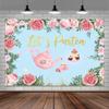 20X10ft Let's Partea Party Banner Photo Backdrop Photography Background for Women Little Girls, Blue Tea Time Birthday Wedding Party Backdrops Photo Booth Prop Decorations Wall Decor Tablecloth view 1