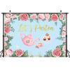 20X10ft Let's Partea Party Banner Photo Backdrop Photography Background for Women Little Girls, Blue Tea Time Birthday Wedding Party Backdrops Photo Booth Prop Decorations Wall Decor Tablecloth view 2
