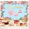 20X10ft Let's Partea Party Banner Photo Backdrop Photography Background for Women Little Girls, Blue Tea Time Birthday Wedding Party Backdrops Photo Booth Prop Decorations Wall Decor Tablecloth view 4