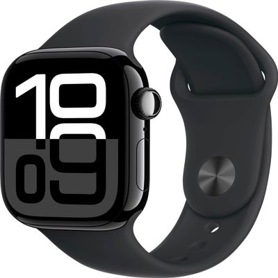Apple Watch Series 10 [GPS, 46mm] - Jet Black Aluminum Case with Black Sport Band, S/M (Renewed)