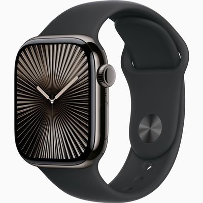 Apple Watch Series 10 [GPS + Cellular, 46mm] - Slate Titanium Case with Black Sport Band, S/M (Renewed)