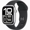 Apple Watch Series 10 [GPS + Cellular, 46mm] - Silver Aluminum Case with Black Sport Band, S/M (Renewed) view 1