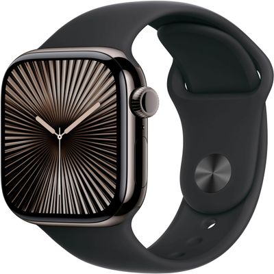 Apple Watch Series 10 [GPS + Cellular, 46mm] - Slate Titanium Case with Black Sport Band, M/L (Renewed)