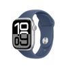 Apple Watch Series 10 [GPS, 42mm] - Silver Aluminum Case with Denim Sport Band, S/M (Renewed) view 1