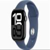 Apple Watch Series 10 [GPS, 46mm] - Jet Black Aluminum Case with Denim Sport Band, S/M (Renewed) view 1