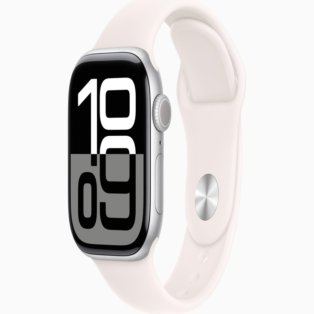 Apple Watch Series 10 [GPS, 46mm] - Silver Aluminum Case with Light Blush Sport Band, M/L (Renewed)