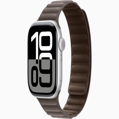 Apple Watch Series 10 [GPS + Cellular, 46mm] - Silver Aluminum Case with Dark Taupe Magnetic Link, M/L (Renewed)
