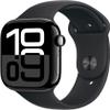 Apple Watch Series 10 [GPS + Cellular, 46mm] - Jet Black Aluminum Case with Black Sport Band, M/L (Renewed) view 1