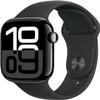 Apple Watch Series 10 [GPS + Cellular, 42mm] - Jet Black Aluminum Case with Black Sport Band, S/M (Renewed) view 1