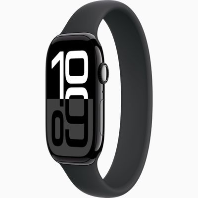 Apple Watch Series 10 [GPS + Cellular, 46mm] - Jet Black Aluminum Case with Black Solo Loop, Size 6 (Renewed)
